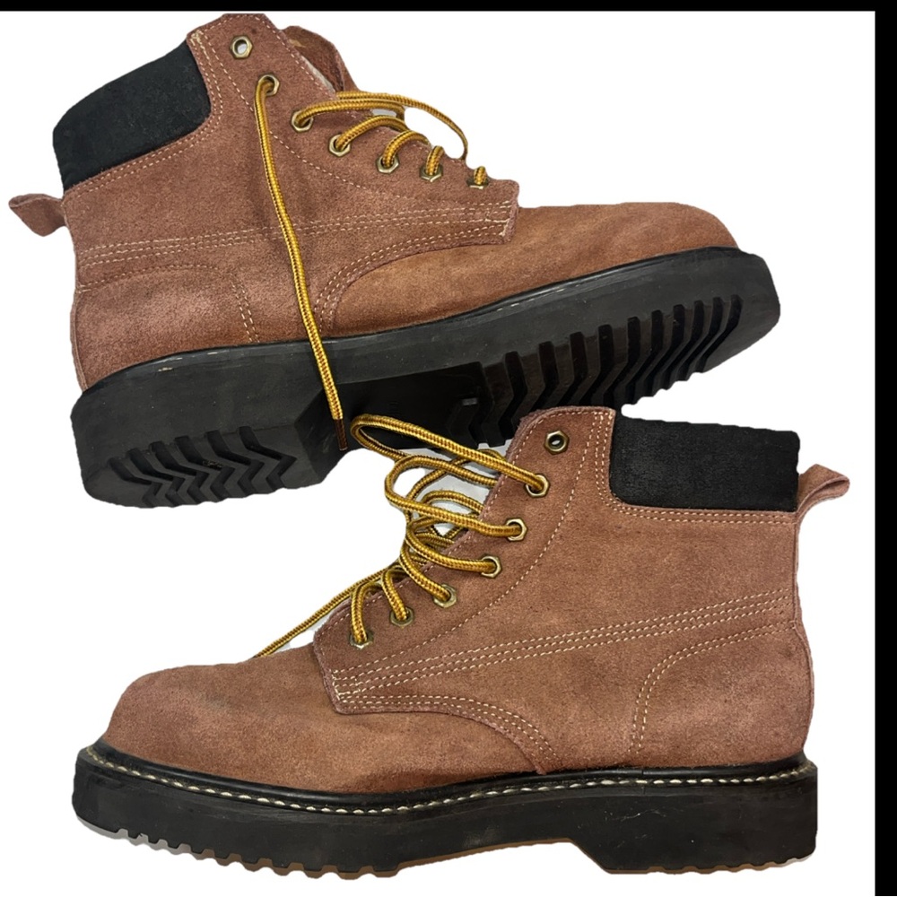 Gauchos Brown Suede Leather Work Combat Ankle Boots Lace Up Men’s  7.5, Womens 9